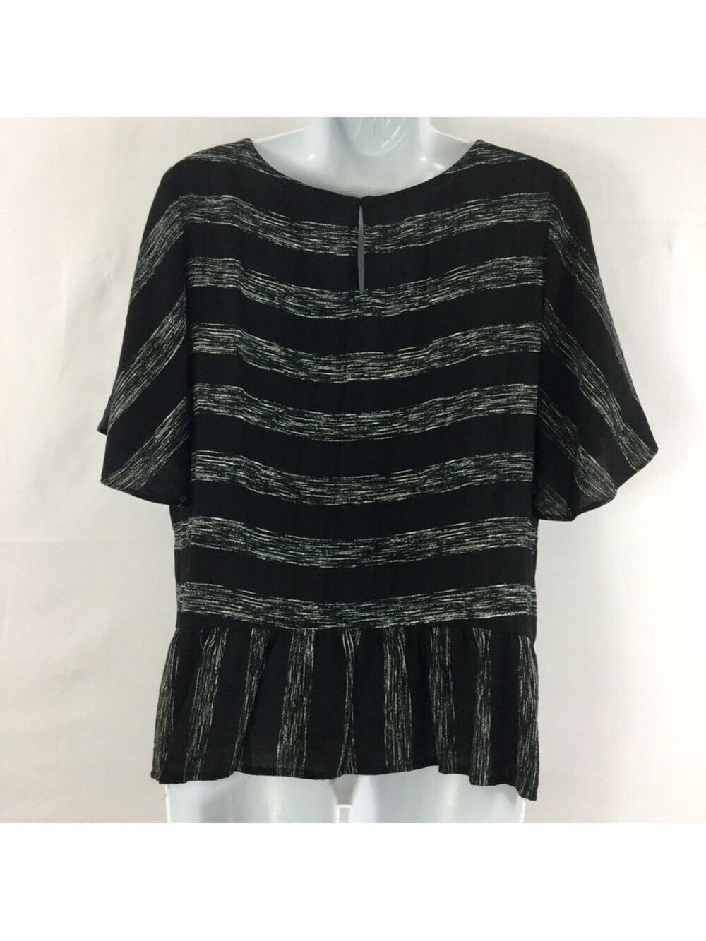 𝅺skies Are Blue Stripe Ruffle Sleeve Peplum Hem Top - Picture 3 of 8